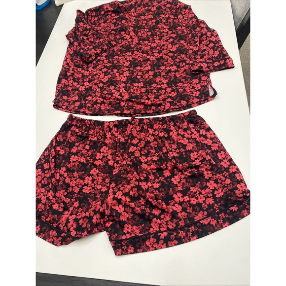 Vera Wang 2 piece womens xl Pj Soft Polyester 3/4 Sleeve Red Floral          791 - Picture 10 of 15